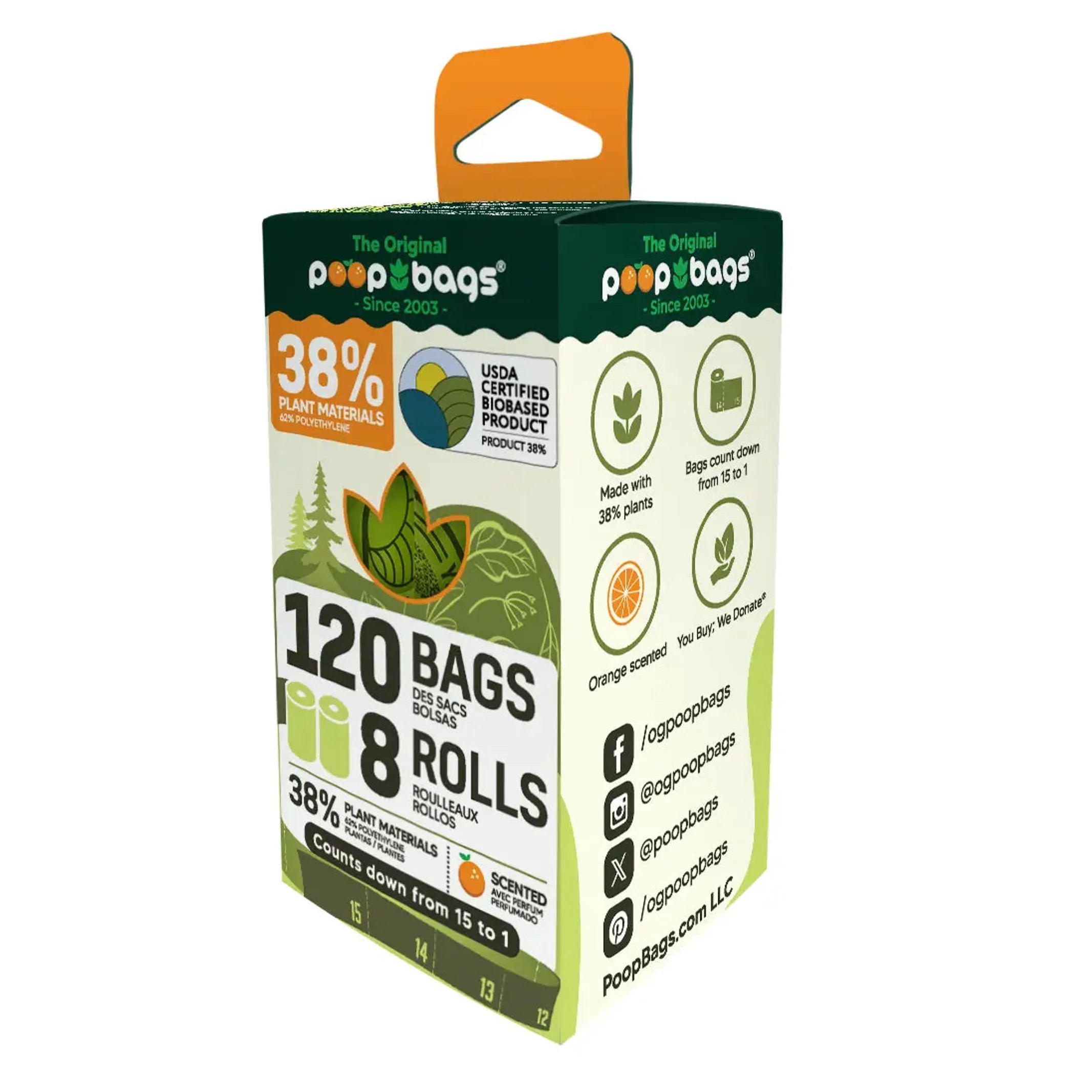 The Original Poop Bags Orange Scented USDA Biobased Rolls