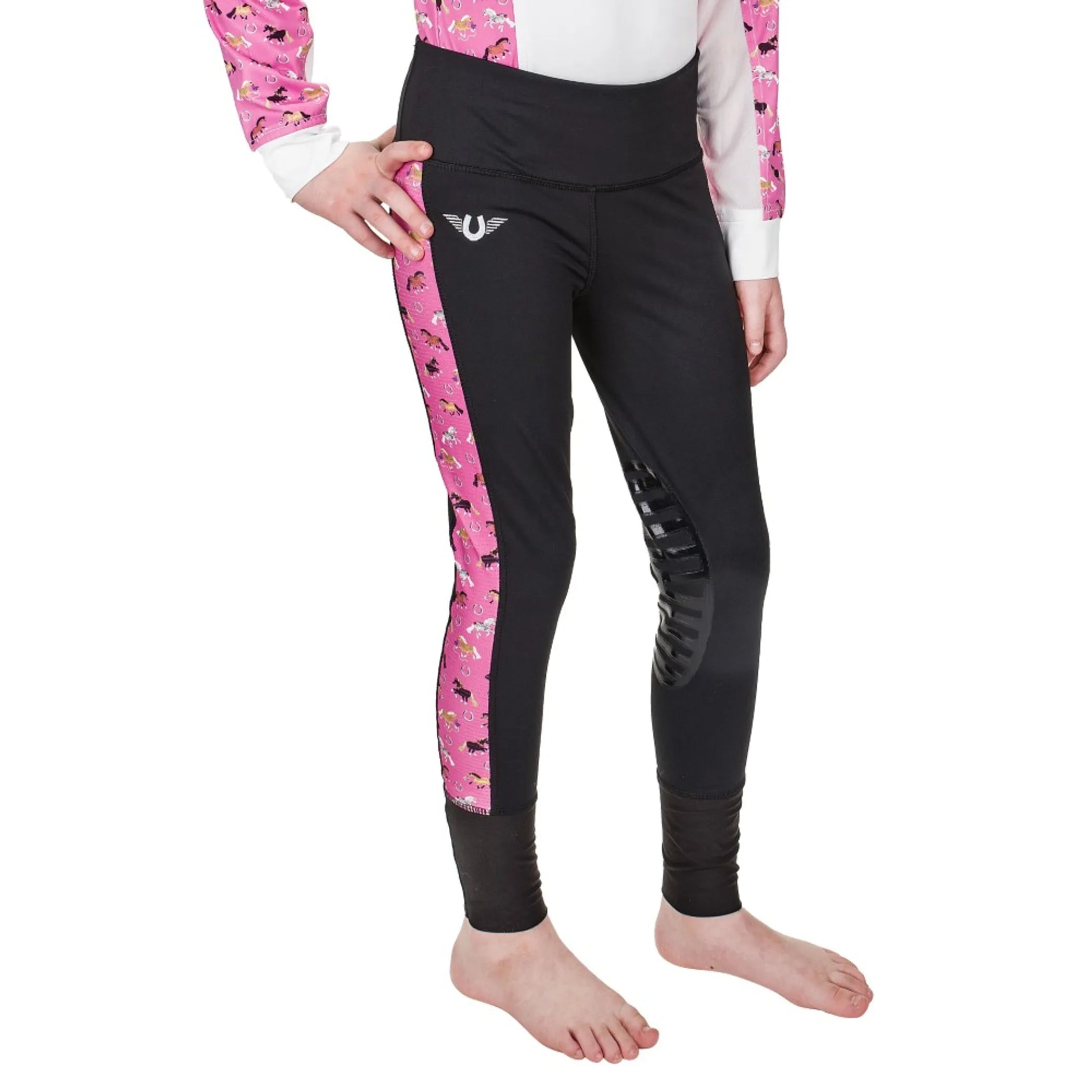 TuffRider Children's  Puff Ponies Tights- Black- Large