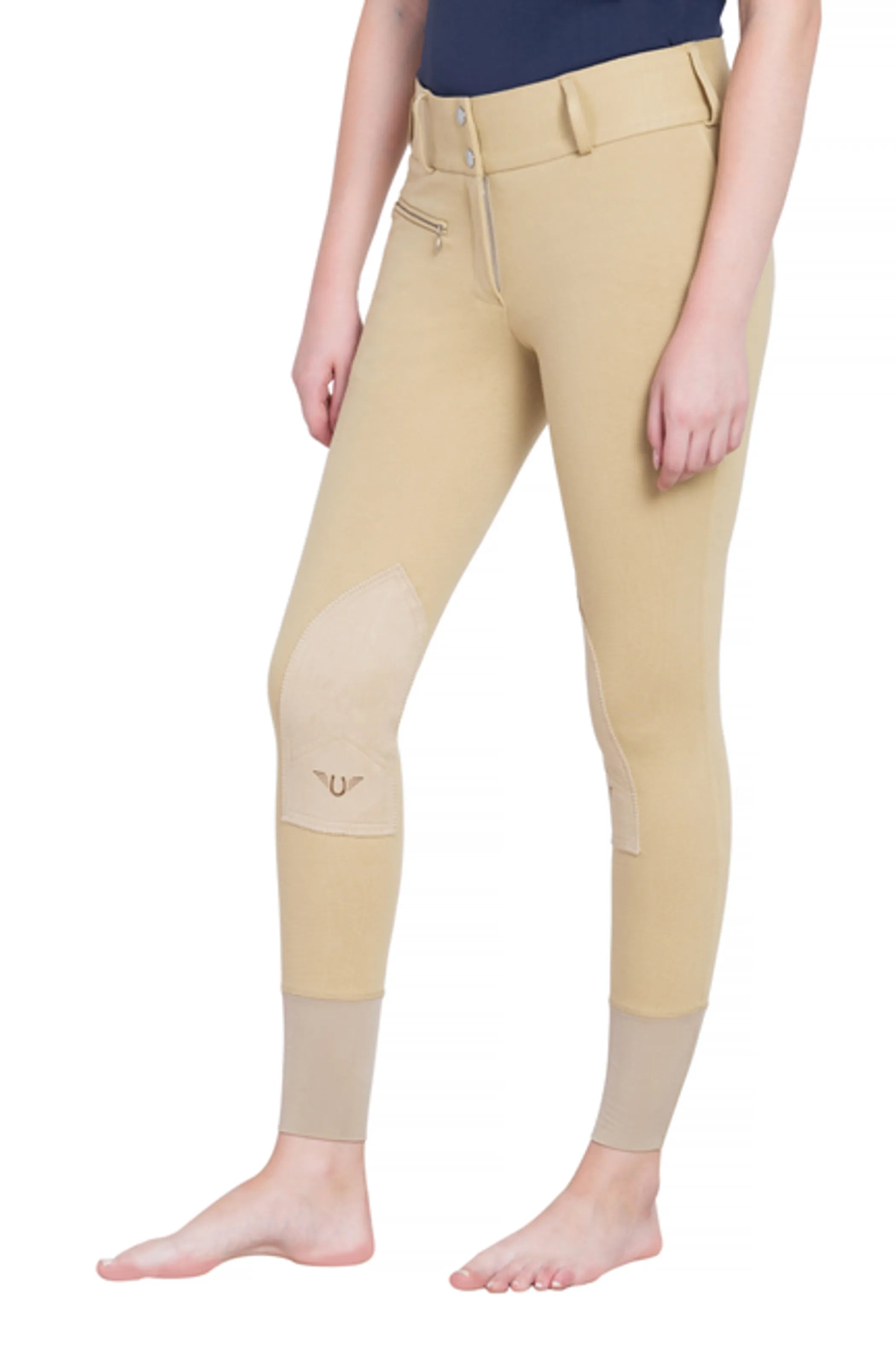 TuffRider Ladies Cotton Lowrise Wide Waistband Knee Patch Breeches