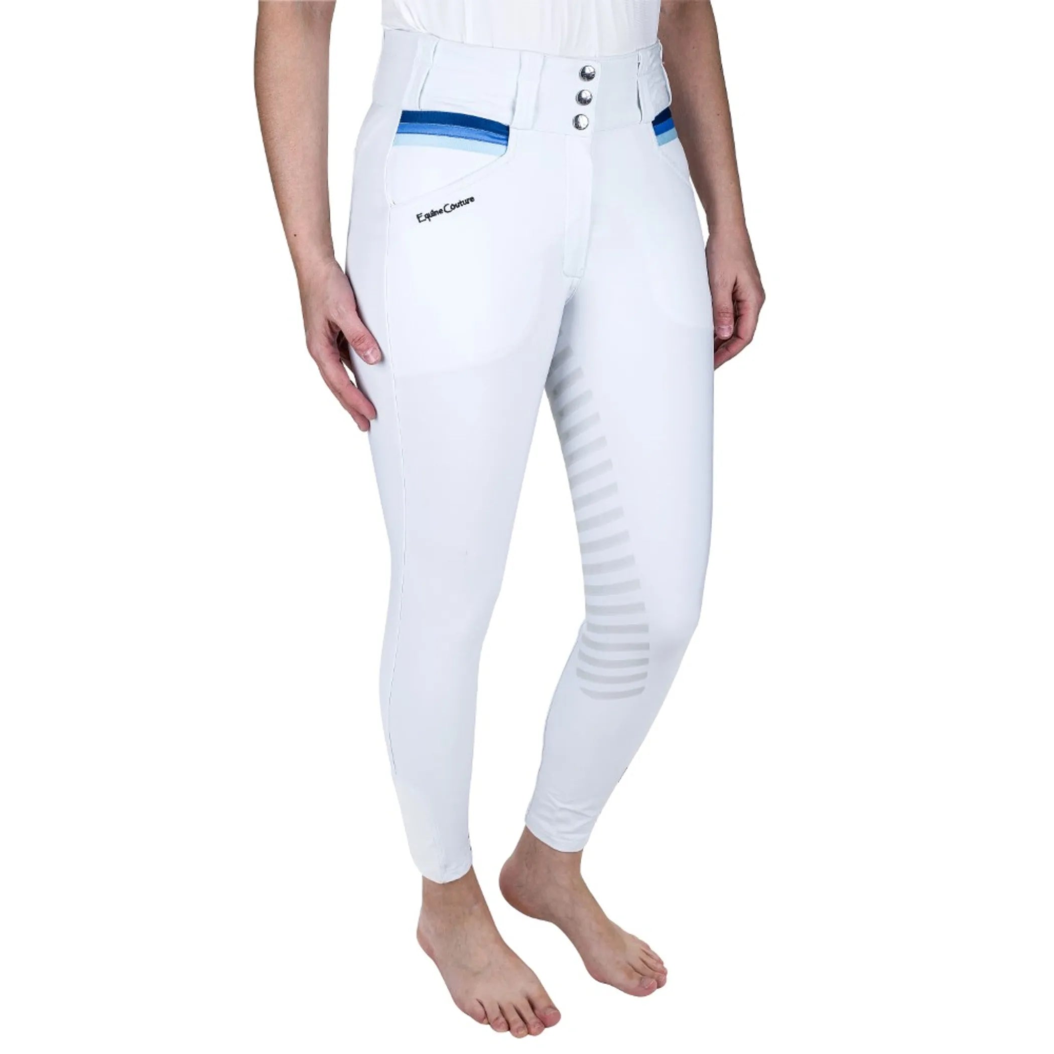 Equine Couture Women's Gradient Full Seat Breech- White w/ Red Stripes- 24