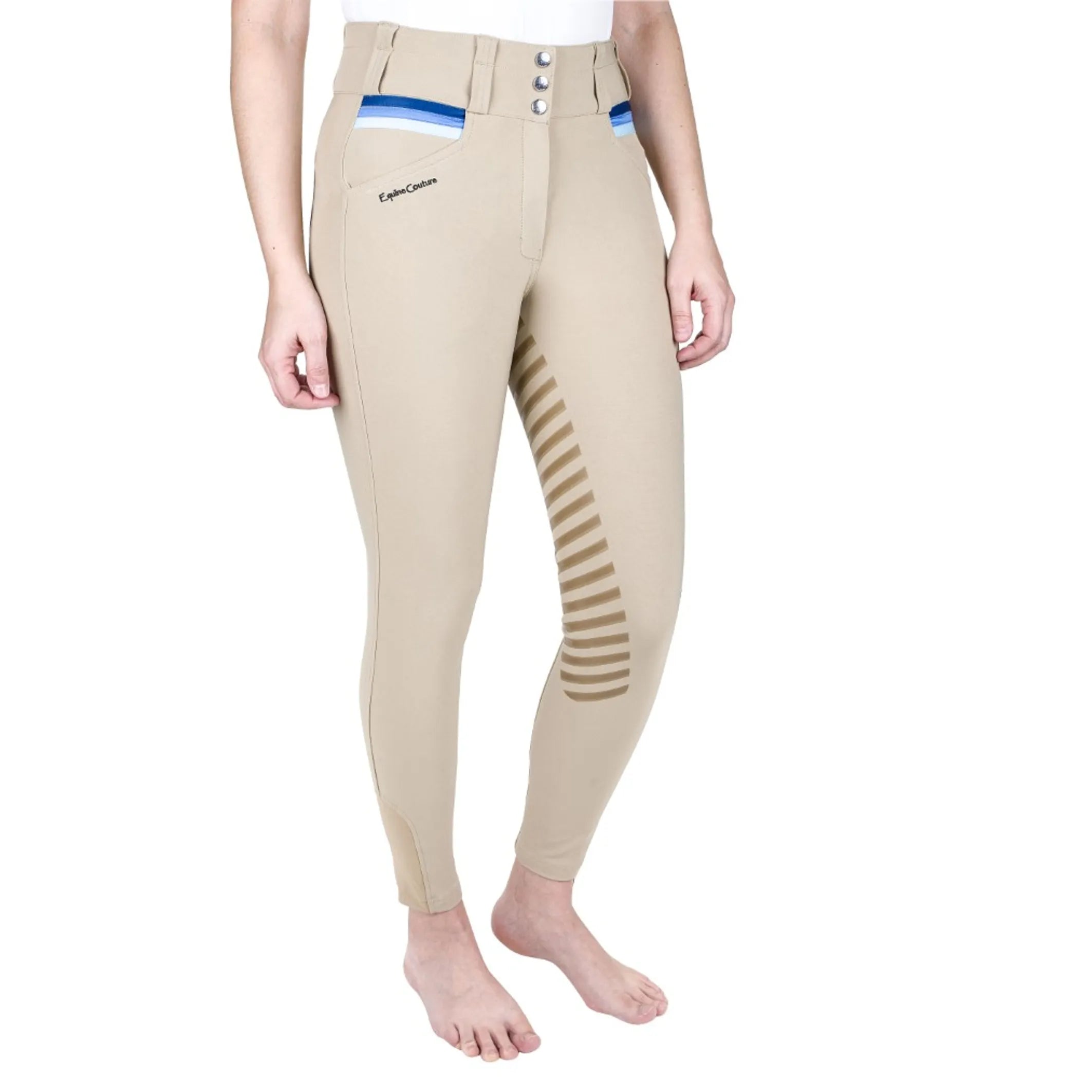 Equine Couture Women's Gradient Full Seat Breech- White w/ Red Stripes- 24