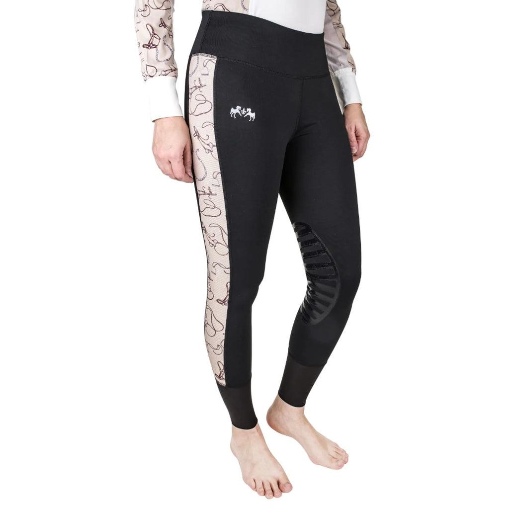 Equine Couture Ladies  Equestrian Gear Tights- Black- Large