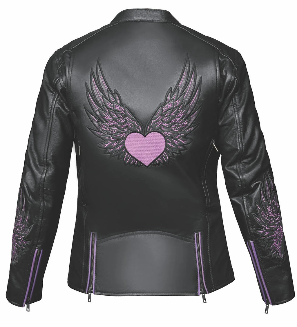 6954.17 - Ladies Purple Wing Leather Jacket